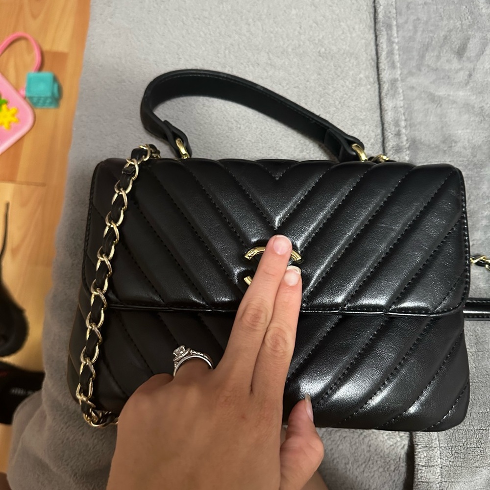 Black Quilted Leather Shoulder Bag